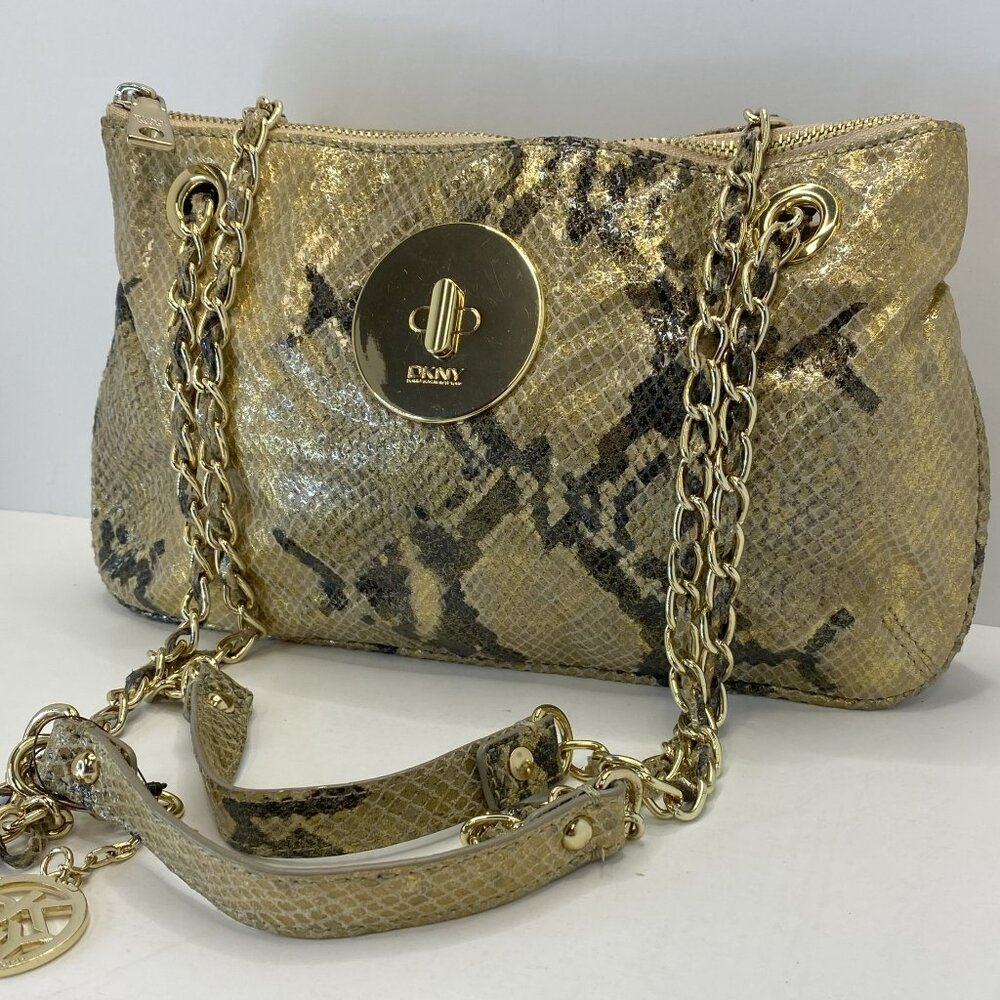 DKNY New Leather Gold Snake Shoulder/Crossbody Purse